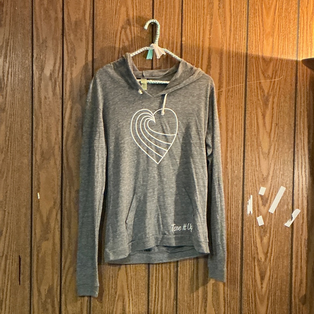 Tone It Up Gray Hoodie with Heart Design Size Large
